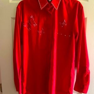 Vintage Western H&J Red blouse size S.